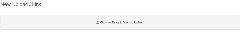Screenshot of New Upload/Link click, drag and drop dialog.